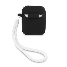 Guess GUACA2LSVSBW AirPods dangtelis juoda/balta Silikonas Derlius