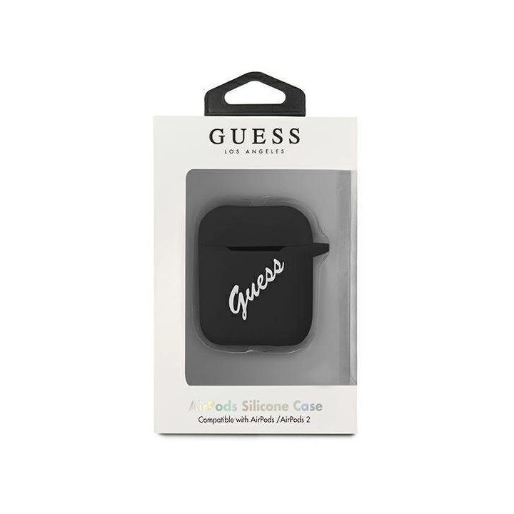 Guess GUACA2LSVSBW AirPods dangtelis juoda/balta Silikonas Derlius