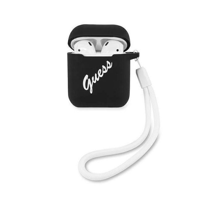 Guess GUACA2LSVSBW AirPods dangtelis juoda/balta Silikonas Derlius
