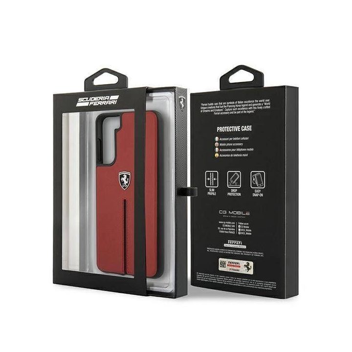 Ferrari FEOSIHCS21MRE S21+ G996 raudonas/raudonas deklas Off Track Leather Nylon Stripe