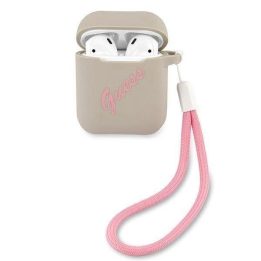 Guess GUACA2LSVSGP AirPods dangtelis pilkai rožinis/pilkai rožinis Silikonas Derlius