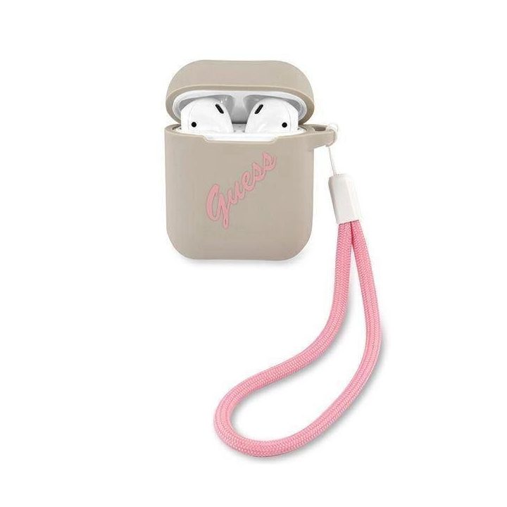 Guess GUACA2LSVSGP AirPods dangtelis pilkai rožinis/pilkai rožinis Silikonas Derlius