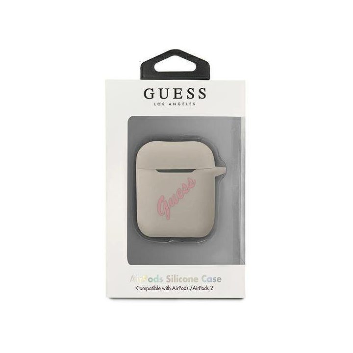 Guess GUACA2LSVSGP AirPods dangtelis pilkai rožinis/pilkai rožinis Silikonas Derlius
