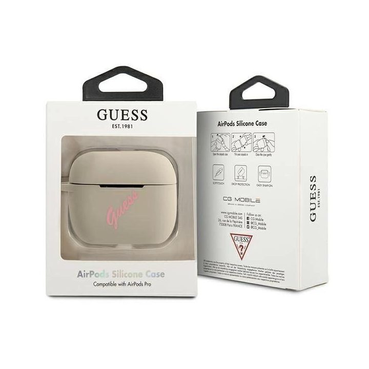 Guess GUACAPLSVSGP AirPods Pro dangtelis pilkai rožinis/pilkai rožinis Silikonas Derlius