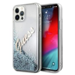 Guess GUHCP12LGLVSBL iPhone 12 Pro Max 6,7 mėlynos/mėlynos spalvos deklas Glitter Vintage Script