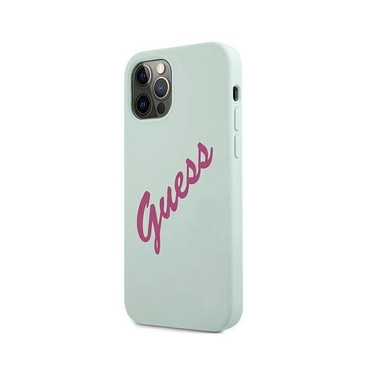 Guess GUHCP12LLSVSBF iPhone 12 Pro Max 6,7 mėlynas fuksijų/mėlynas fuksijų spalvos deklas Silikoninis Derlius