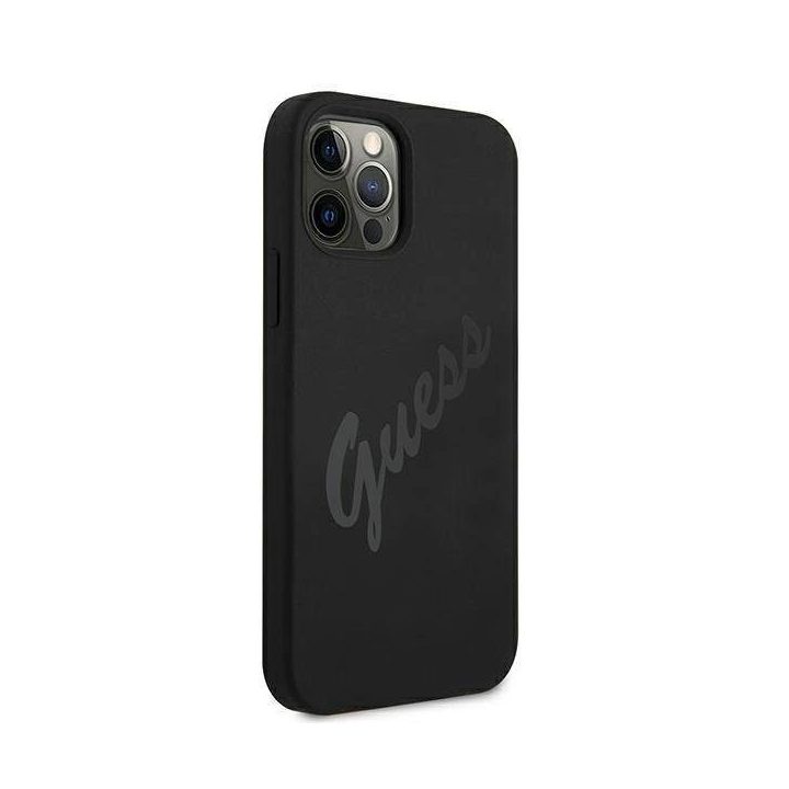 Guess GUHCP12LLSVSBK iPhone 12 Pro Max 6,7 juodos/juodos spalvos deklas Script Vintage