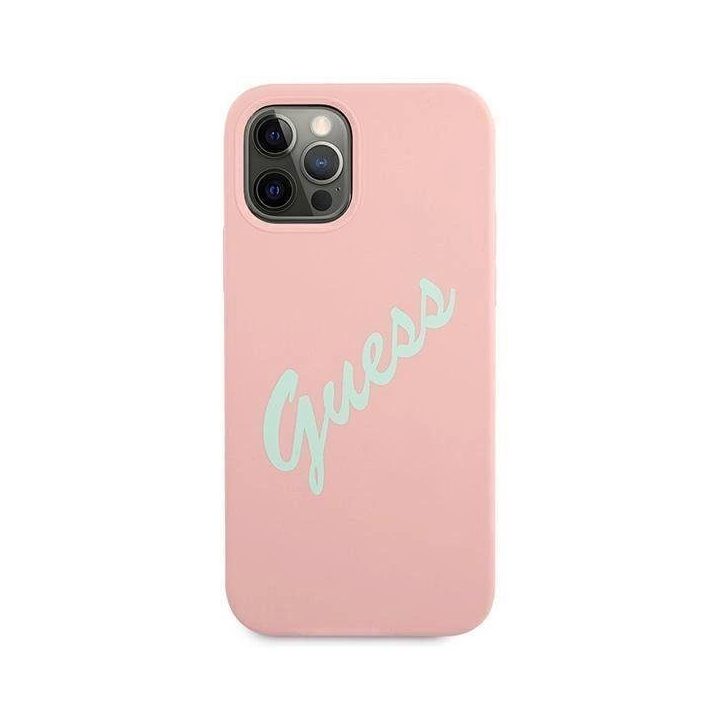 Guess GUHCP12LLSVSPG iPhone 12 Pro Max 6,7 rožinės žalios/žalios rožinės spalvos deklas Silikoninis derlius