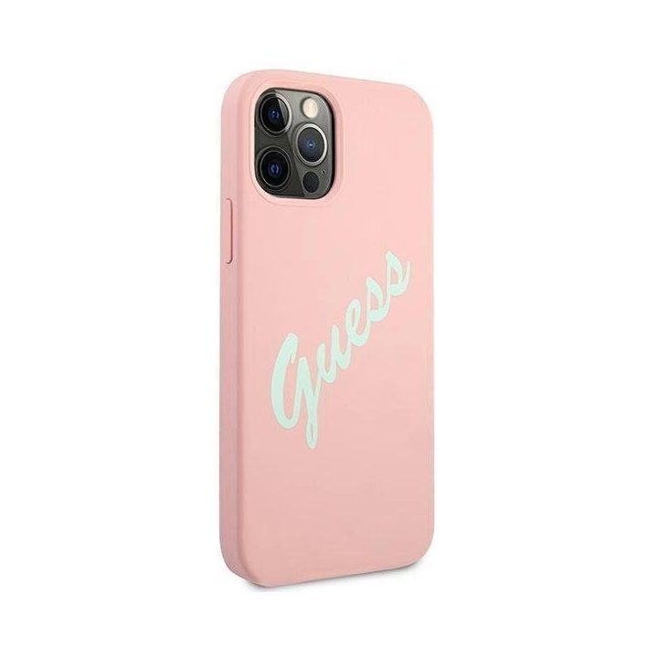 Guess GUHCP12LLSVSPG iPhone 12 Pro Max 6,7 rožinės žalios/žalios rožinės spalvos deklas Silikoninis derlius