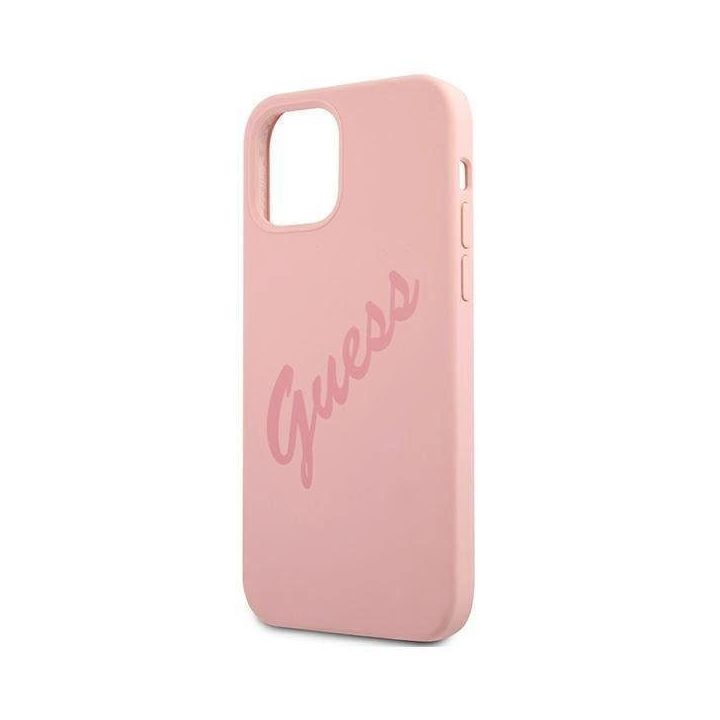Guess GUHCP12LLSVSPI iPhone 12 Pro Max 6,7 rožinės/rožinės spalvos deklas Script Vintage
