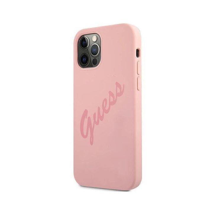 Guess GUHCP12LLSVSPI iPhone 12 Pro Max 6,7 rožinės/rožinės spalvos deklas Script Vintage