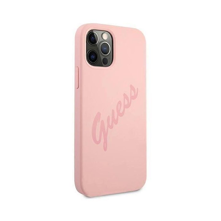 Guess GUHCP12LLSVSPI iPhone 12 Pro Max 6,7 rožinės/rožinės spalvos deklas Script Vintage
