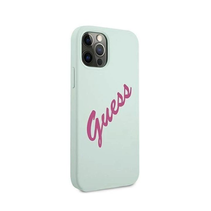 Guess GUHCP12MLSVSBF iPhone 12/12 Pro 6,1 mėlynas fuksijų/mėlynas fuksijų spalvos deklas Silikoninis Derlius