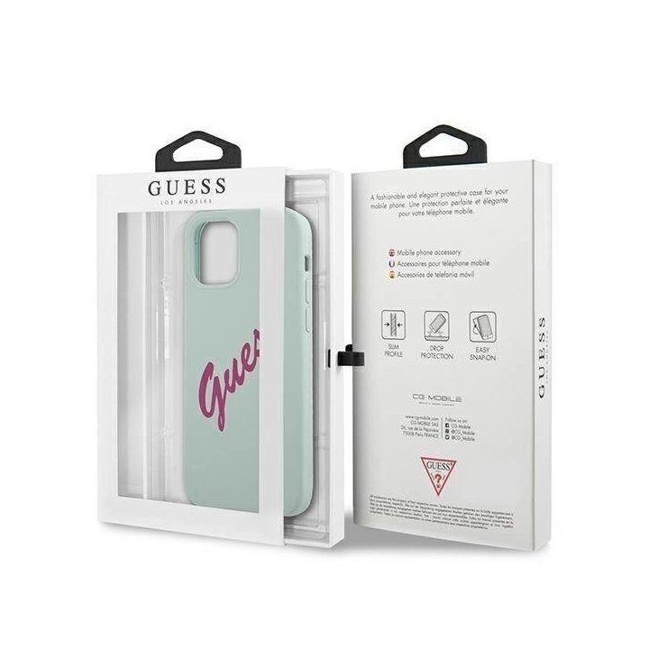 Guess GUHCP12MLSVSBF iPhone 12/12 Pro 6,1 mėlynas fuksijų/mėlynas fuksijų spalvos deklas Silikoninis Derlius