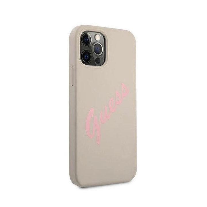 Guess GUHCP12MLSVSGP iPhone 12/12 Pro 6.1 pilkai rožinės/pilkai rožinės spalvos deklas Silikonas Derlius