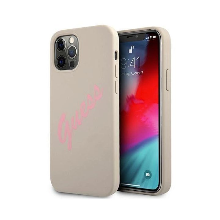 Guess GUHCP12MLSVSGP iPhone 12/12 Pro 6.1 pilkai rožinės/pilkai rožinės spalvos deklas Silikonas Derlius