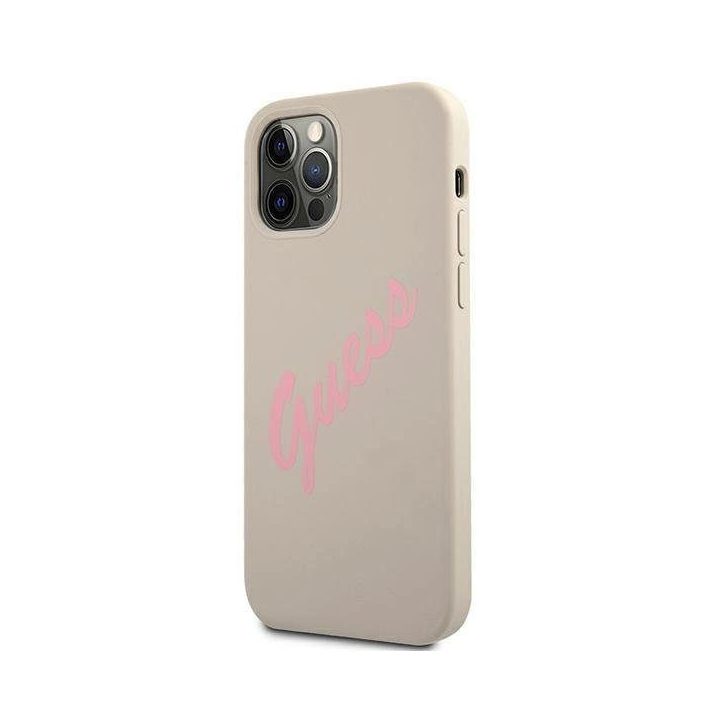 Guess GUHCP12MLSVSGP iPhone 12/12 Pro 6.1 pilkai rožinės/pilkai rožinės spalvos deklas Silikonas Derlius
