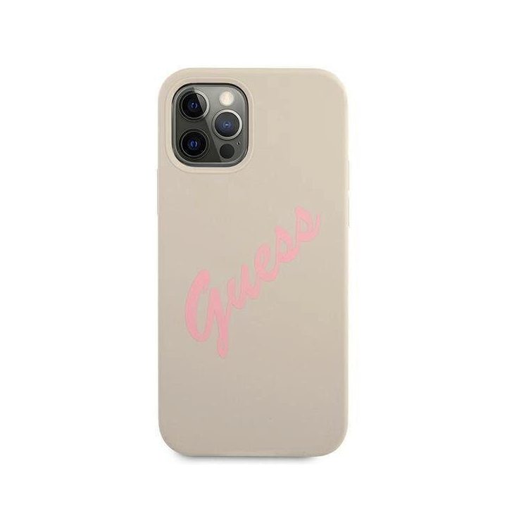 Guess GUHCP12MLSVSGP iPhone 12/12 Pro 6.1 pilkai rožinės/pilkai rožinės spalvos deklas Silikonas Derlius