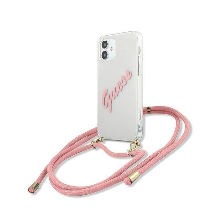 Guess GUHCP12SCRTVSPI iPhone 12 mini 5,4 rožinės/rožinės spalvos deklas Script Vintage