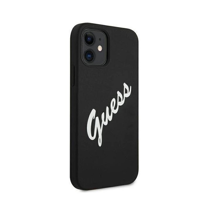 Guess GUHCP12SLSVSBW iPhone 12 mini 5,4 juodai baltas kietas korpusas Silikoninis derlius