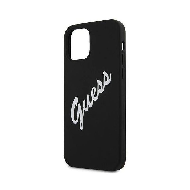 Guess GUHCP12SLSVSBW iPhone 12 mini 5,4 juodai baltas kietas korpusas Silikoninis derlius