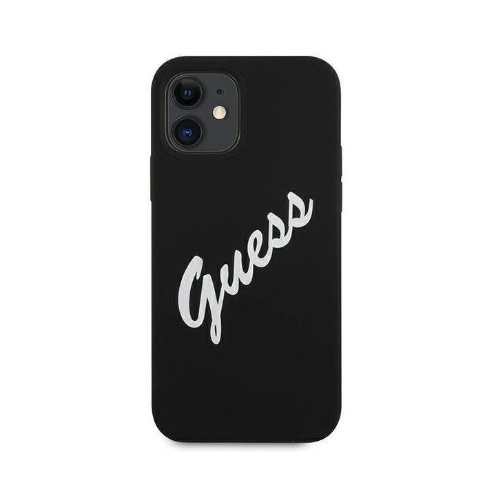 Guess GUHCP12SLSVSBW iPhone 12 mini 5,4 juodai baltas kietas korpusas Silikoninis derlius