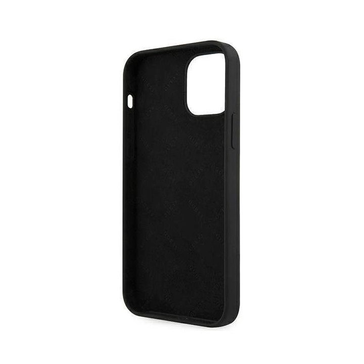 Guess GUHCP12SLSVSBW iPhone 12 mini 5,4 juodai baltas kietas korpusas Silikoninis derlius