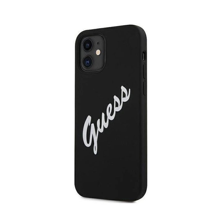 Guess GUHCP12SLSVSBW iPhone 12 mini 5,4 juodai baltas kietas korpusas Silikoninis derlius