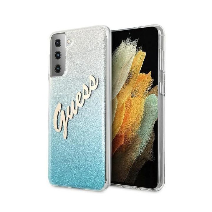 Guess GUHCS21MPCUGLSBL S21+ G996 mėlynas/mėlynas deklas Glitter Gradient Script