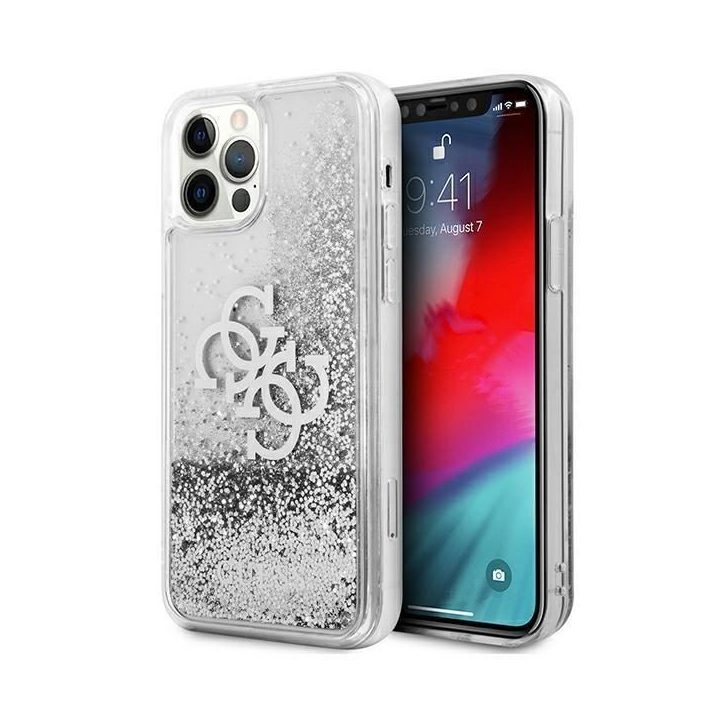 Guess GUHCP12LLG4GSI iPhone 12 Pro Max 6.7 sidabrinis/sidabrinis deklas 4G Big Liquid Glitter