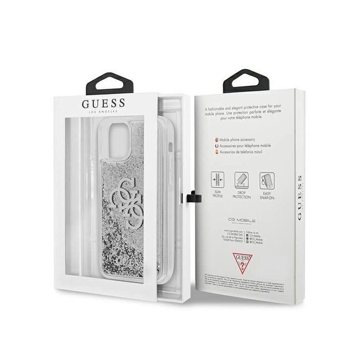 Guess GUHCP12LLG4GSI iPhone 12 Pro Max 6.7 sidabrinis/sidabrinis deklas 4G Big Liquid Glitter