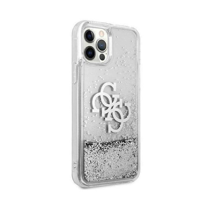 Guess GUHCP12LLG4GSI iPhone 12 Pro Max 6.7 sidabrinis/sidabrinis deklas 4G Big Liquid Glitter