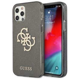 Guess GUHCP12LPCUGL4GBK iPhone 12 Pro Max 6.7 juodos/juodos spalvos deklas Glitter 4G Big Logo