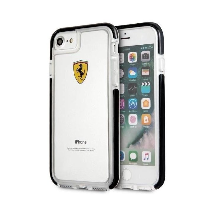 Ferrari deklas FEGLHCP7BK iPhone 7/8 SE 2020 / SE 2022 Atsparus smūgiams, skaidrus, juodas