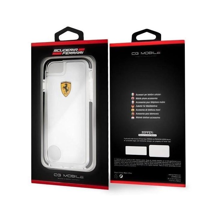 Ferrari deklas FEGLHCP7BK iPhone 7/8 SE 2020 / SE 2022 Atsparus smūgiams, skaidrus, juodas