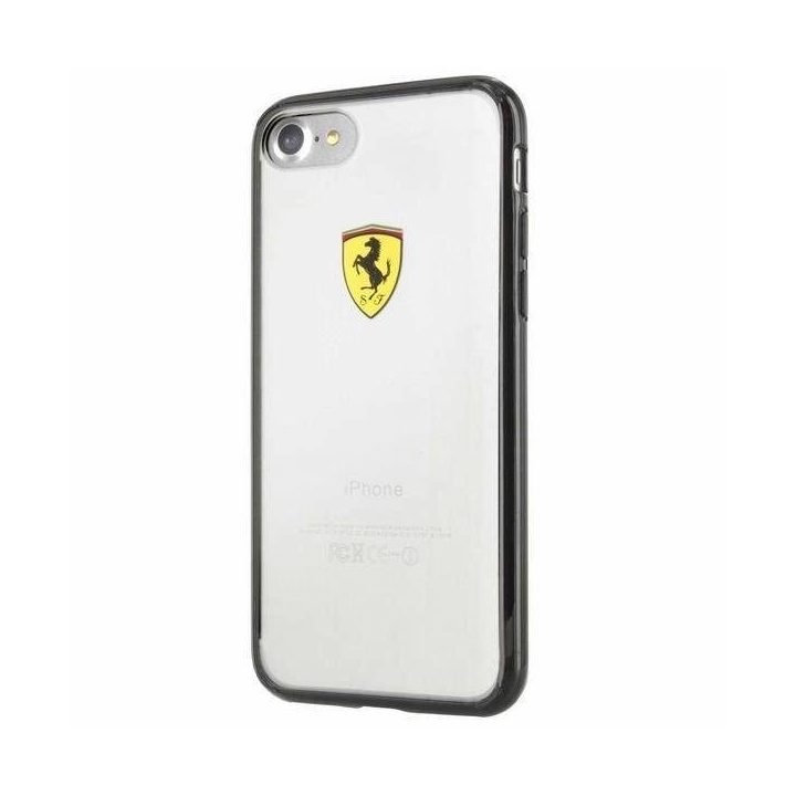 Ferrari deklas FEHCP7BK iPhone 7/8/SE 2020 / SE 2022 juodas / permatomas lenktynių skydas
