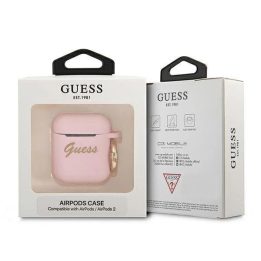 Guess GUA2SSSI AirPods dangtelis rožinė/rožinė Silikonas Vintage Script