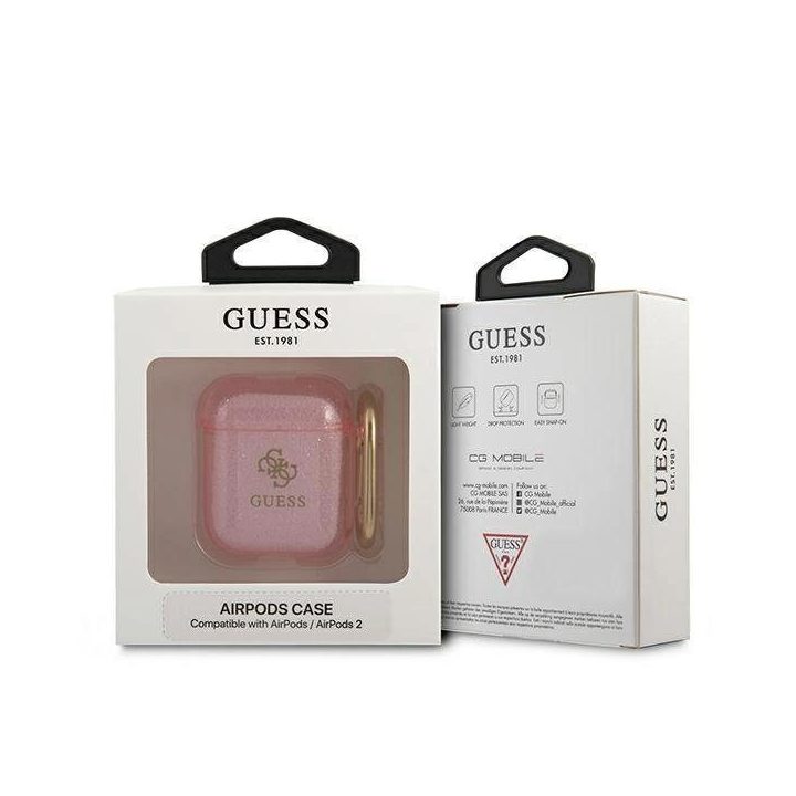 Guess GUA2UCG4GP AirPods dangtelis rožinis/rožinis Glitter kolekcija