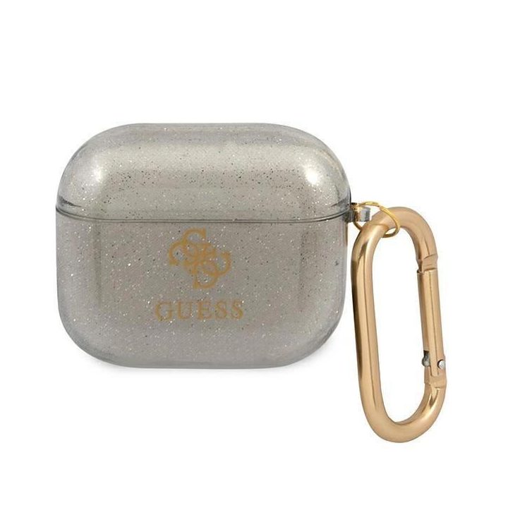 Guess GUA3UCG4GK AirPods 3 dangtelis juodas/juodas Glitter Collection