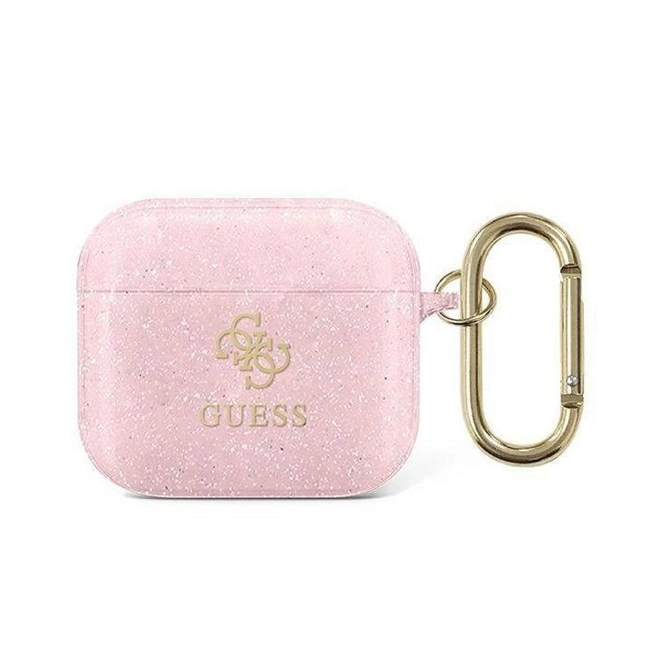 Guess GUA3UCG4GP AirPods 3 dangtelis rožinis/rožinis Glitter Collection