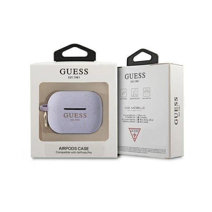 Guess GUAPSGGEU AirPods Pro dangtelis violetinės/violetinės spalvos silikoninis blizgutis