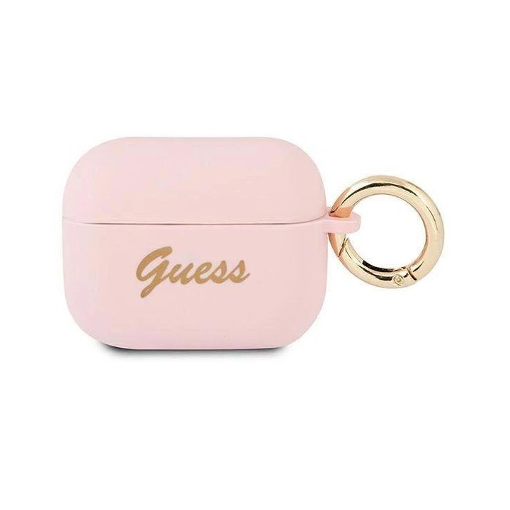 Guess GUAPSSSI AirPods Pro dangtelis rožinė/rožinė Silikonas Vintage Script