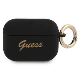 Guess GUAPSSSK AirPods Pro dangtelis juoda/juoda Silikonas Vintage Script