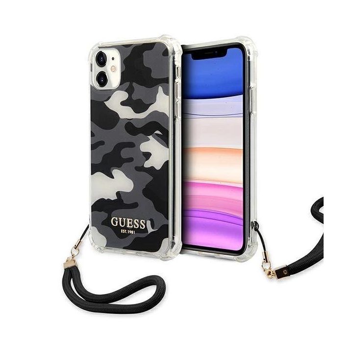 Guess GUHCN61KSARBK iPhone 11 6.1 / Xr juodos/juodos spalvos deklas Camo Collection
