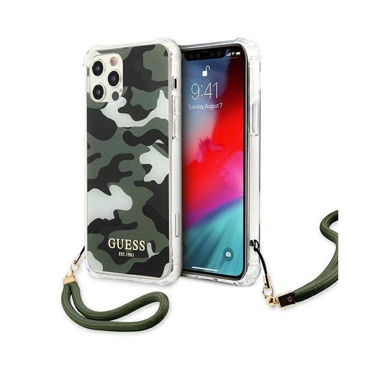 Guess GUHCP12LKSARKA iPhone 12 Pro Max 6.7 žalias/aki spalvos deklas Camo Collection