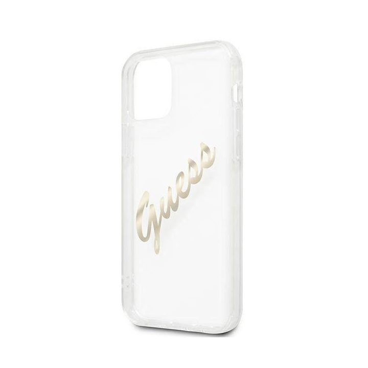 Guess GUHCP12LKTRSVGO iPhone 12 Pro Max 6.7 permatomas deklas Vintage Script Gold