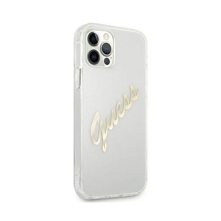Guess GUHCP12LKTRSVGO iPhone 12 Pro Max 6.7 permatomas deklas Vintage Script Gold