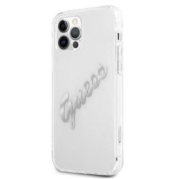 Guess GUHCP12LKTRSVSI iPhone 12 Pro Max 6.7 permatomas deklas Vintage Script Silver