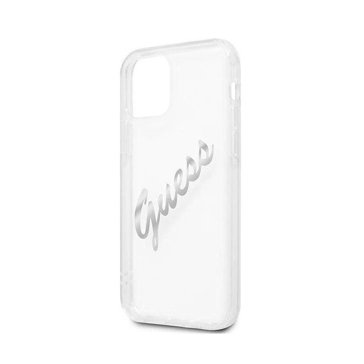 Guess GUHCP12LKTRSVSI iPhone 12 Pro Max 6.7 permatomas deklas Vintage Script Silver