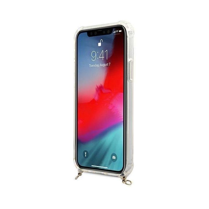 Guess GUHCP12MKC4GSGO iPhone 12/12 Pro 6.1 Skaidrus deklas 4G Auksinė grandinėlė